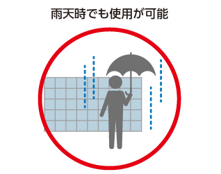 プロジェクターに比べて、雨天時でも使用が可能